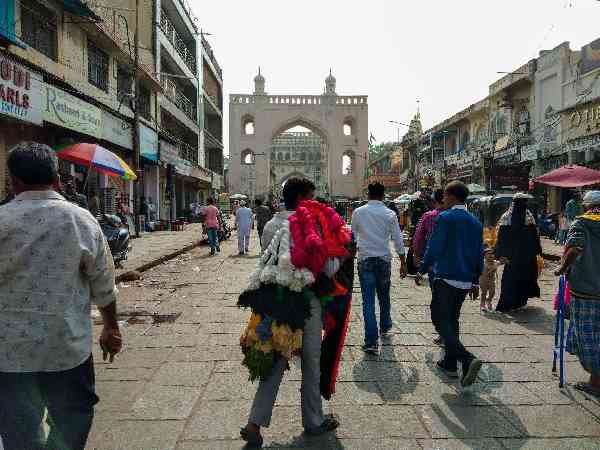 places near Charminar, Charminar Road, Char Kaman, Ghansi Bazaar, Hyderabad, Telangana, India